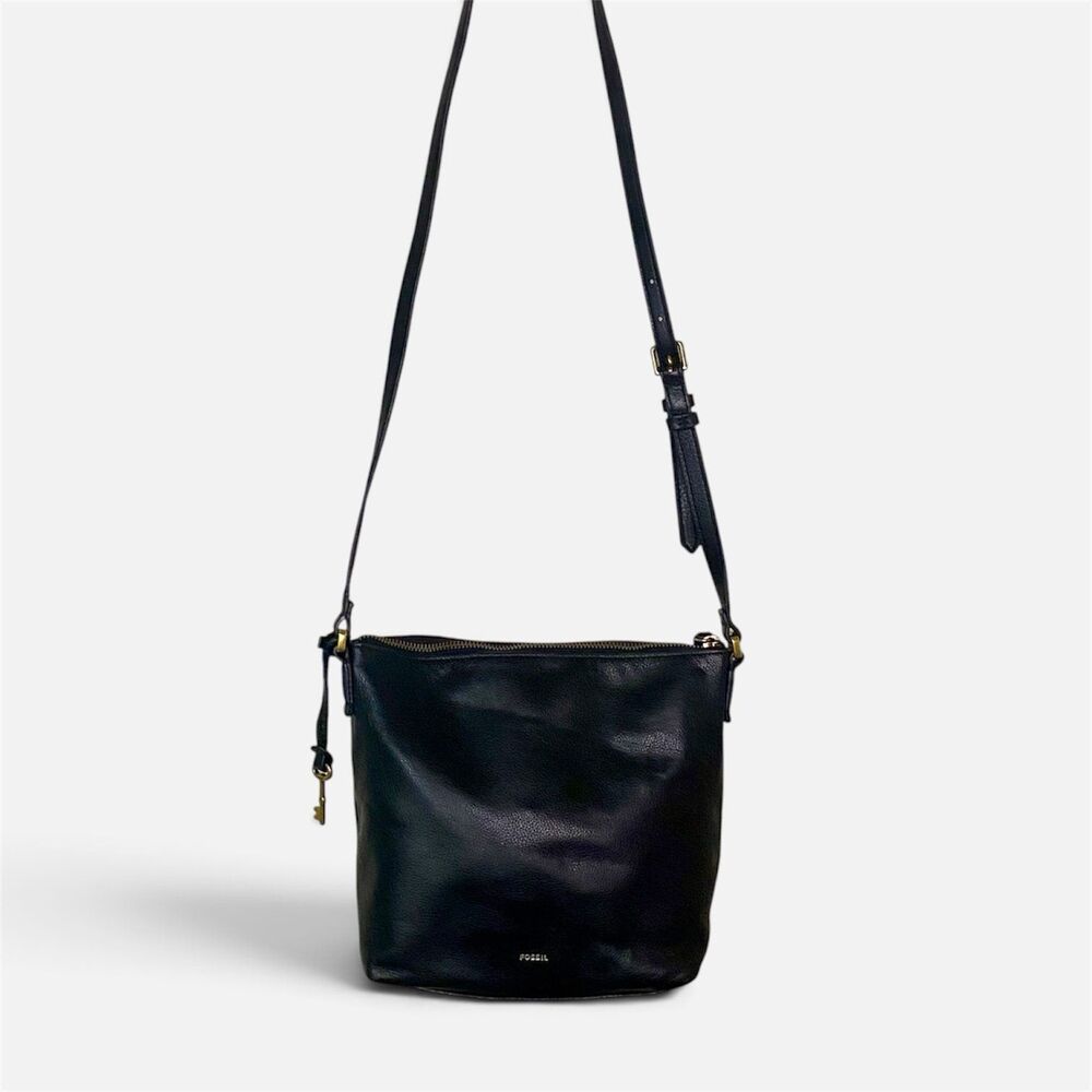 Fossil Black Leather Crossbody Bag